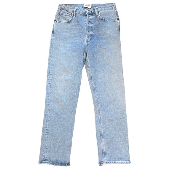 AGOLDE Riley High Rise Slim Straight Ankle Crop Light Blue Denim Jean Size 27 - Picture 4 of 13